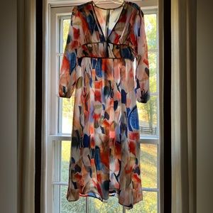 Rowangirl elegant floral lantern sleeve long swing dress evening